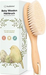 Baby Hair Brush - Baby Brush with Soft Goat Bristles, Cradle Cap Brush, Perfect Scalp Grooming Product for Infant, Toddler, Kids, Newborns, Baby Girls, Boys (Walnut, Oval)