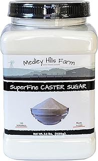 Superfine Caster Sugar By Medley Hills Farm in Reusable Container 2.5 lbs. - superfine sugar for baking of homemade treats, icing sugar, cakes - Product of USA
