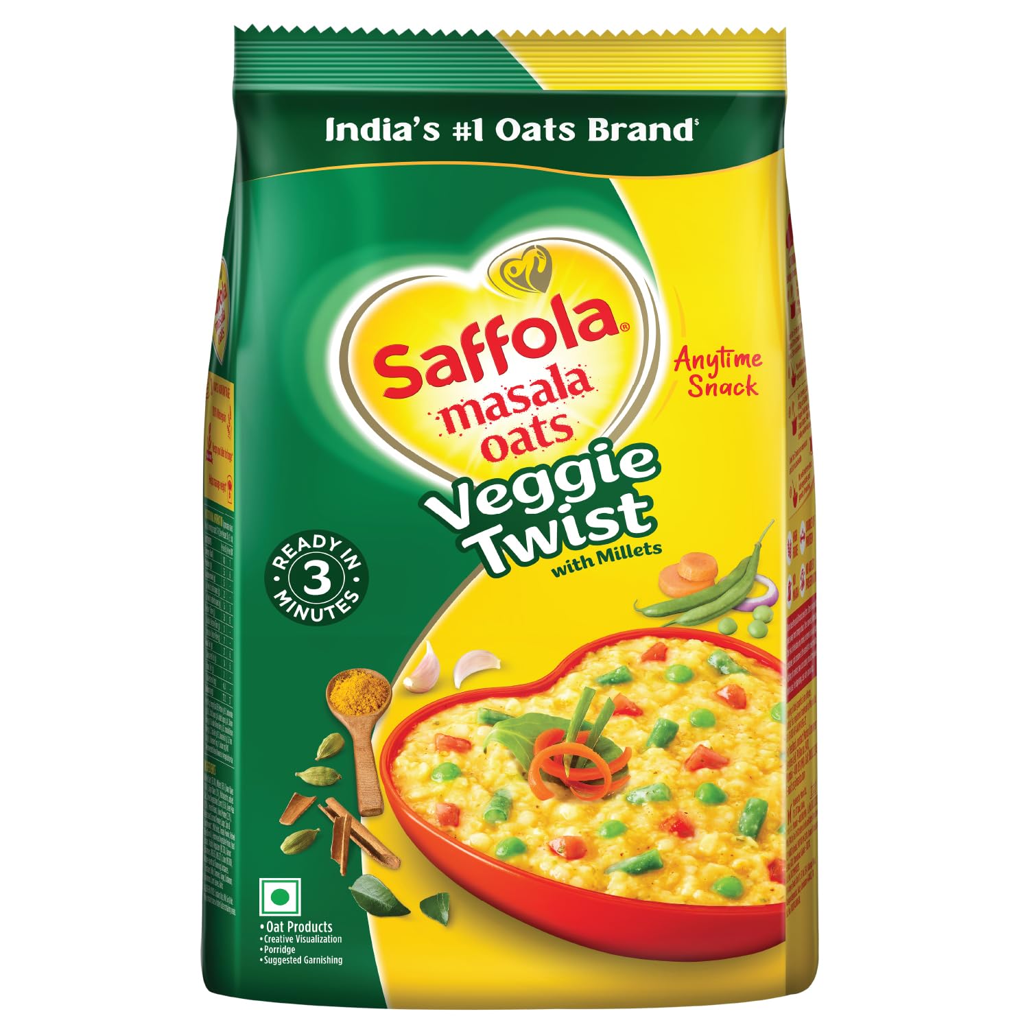 Saffola Masala Oats Veggie Twist, 500 grams (17.63 oz) - Vegetarian