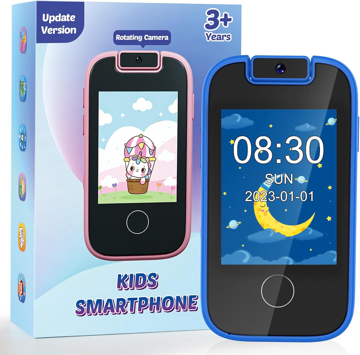 Kids Smart Phone for Boys, Christmas Birthday Presents Gifts for 3 4 5 6 7 8 years old Boys, Touchscreen Kid Toy Phone MP3 Music Player with Dual Camera, Toys for girls age 3-8 with 8G SD Card