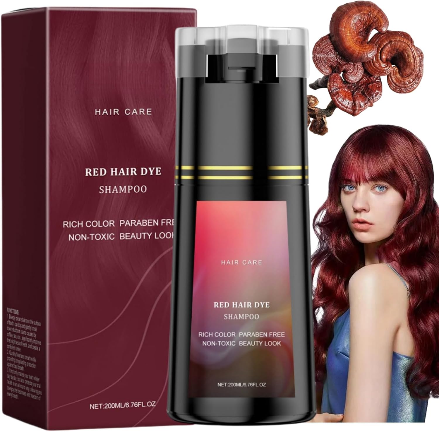 Polar Hair Dye Shampoo,3 in 1 Instant H/air D/ye Sha/mpoo,Ha/ir Care Instant Dy/e Sham/poo,Nova Hai/r D/ye Shampoo,Red Brown Ha/ir Dye,Permanent Gray H/air Coverage,Hai/r Color Sham/poo for Hair#Red