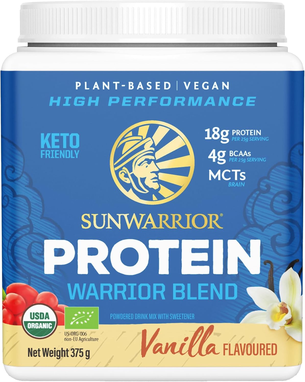 Sunwarrior Organic Plant Based Blend Vanilla Protein Powder, 375 g