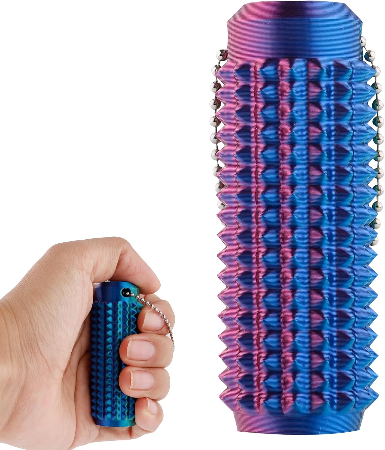 BOXOB Spiky Grippie Stim Keychain, Fidget Roller Keychain Spiky Keyring Stimming Sensory Toys for Relaxation & Focus Anxiety Silent Novelty Small Stress Relief Gifts for Adults Friends Coworkers