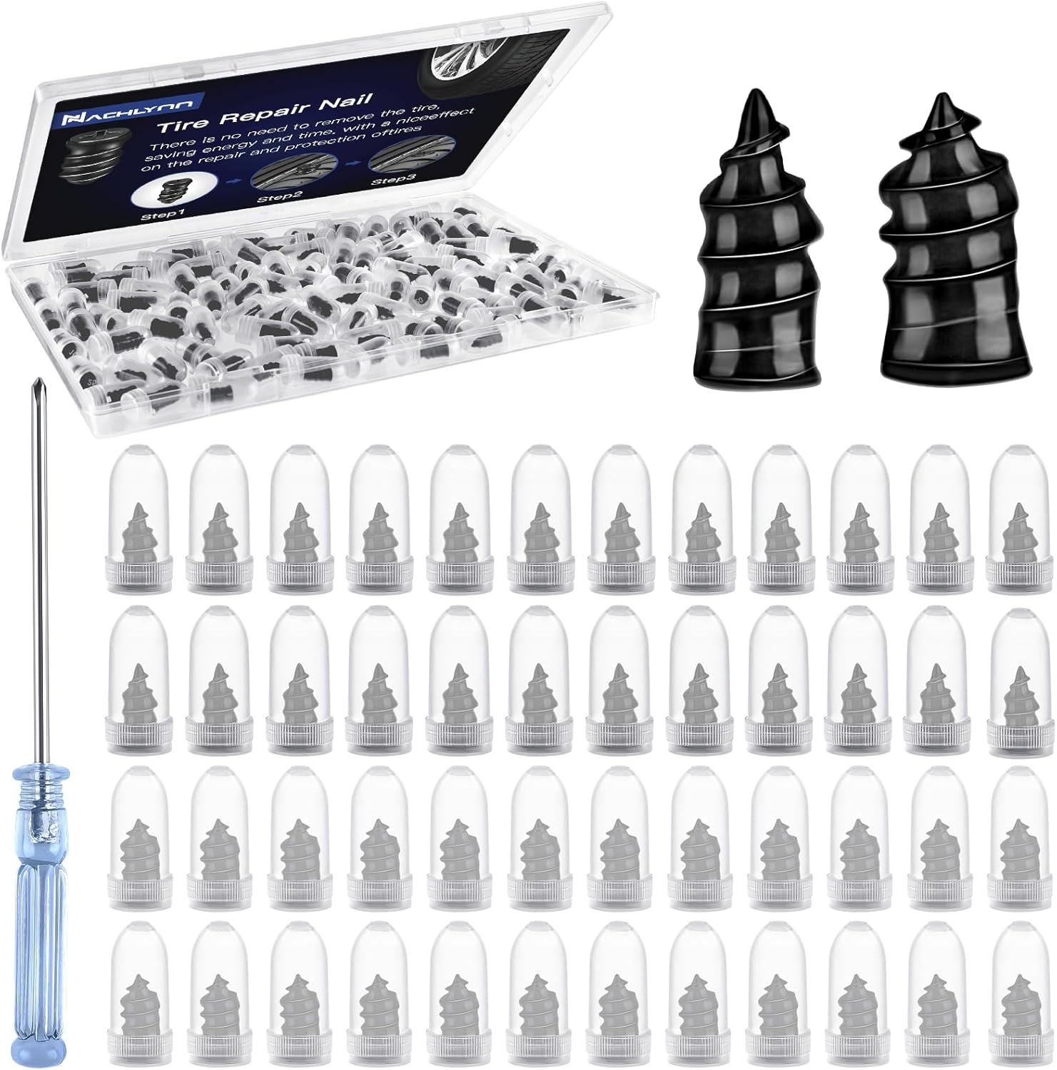 NACHLYNN 50 Pcs Tire Repair Nails Self-Tapping Screw Rubber Screw Tool Self-Service Tire Repair Nai for Car Motorcycle Truck