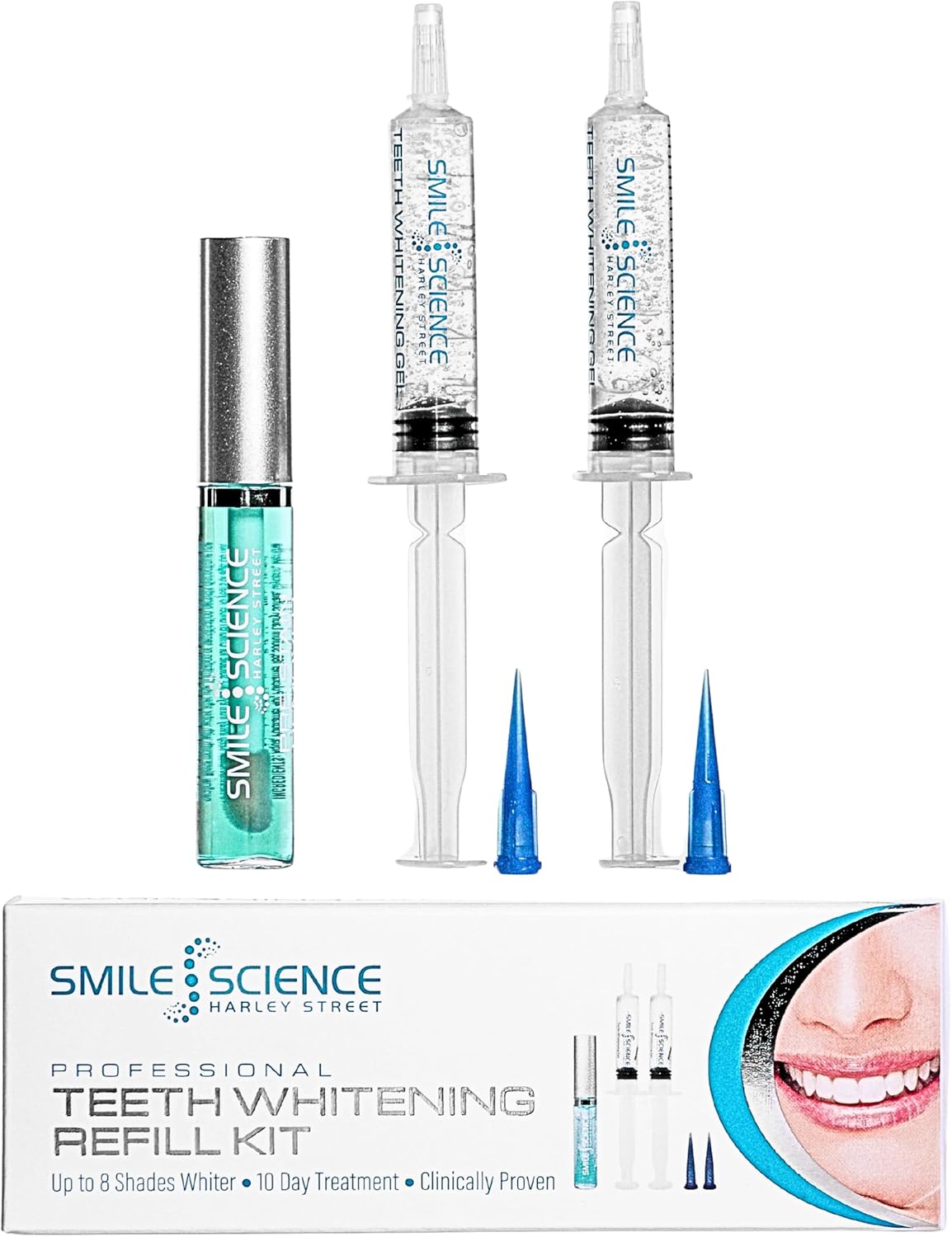 Smile Science Harley Street - Professional Teeth Whitening Gel Refill Kit - Includes Teeth Whitening Gel Refills, Stain Remover & Precision Tips - 100% Enamel Safe - Vegan - Rapid Results