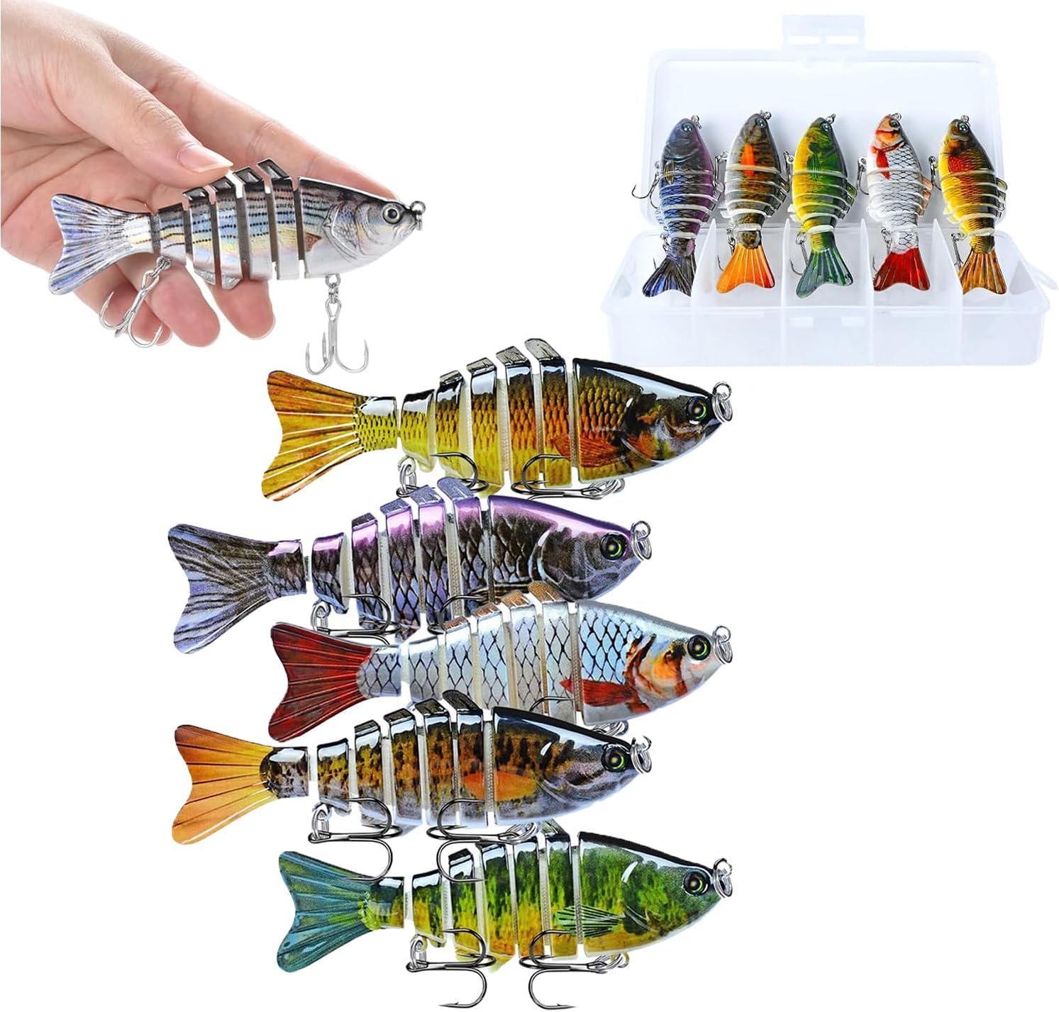 5PCS Bionic Swimming Bait, 2025Bionic Swimming Lure, Swimbait Fishing Lures,Bionic Fishing Lure Robotic Swimming Fishing Lure Suitable for All Kinds of Fishing Waters