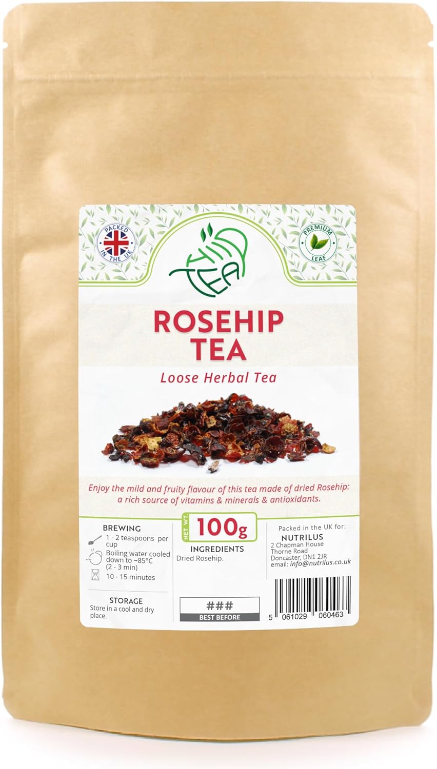 Rosehip Loose Tea – Wild Rose Fruit Infusion – Premium Dried Rose Hips - Herbal Tea (100g)