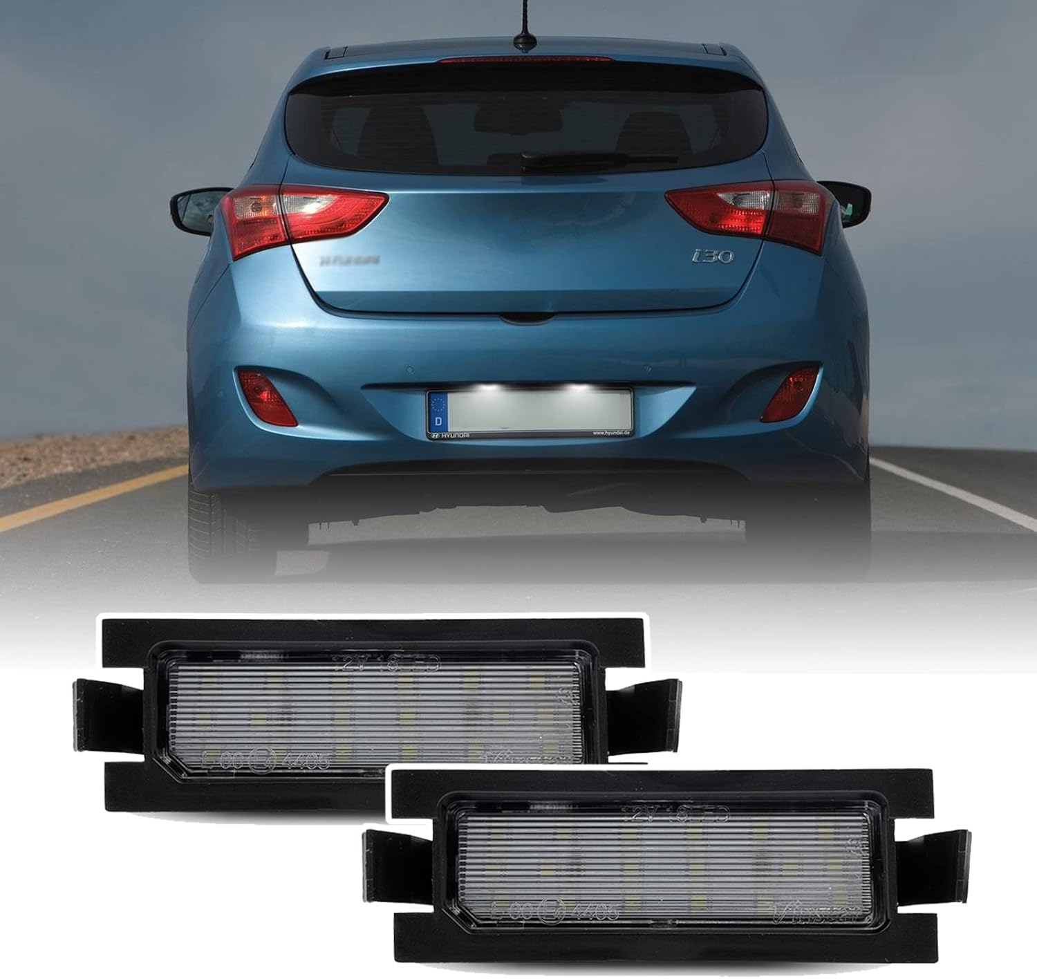 njssjd LED License Plate Light Compatible with H.yundai i30 GD 2013-2016, Kia Ceed Pro Cee'd GT 2012-2018 Xenon White Number Plate Light Tag Lamp