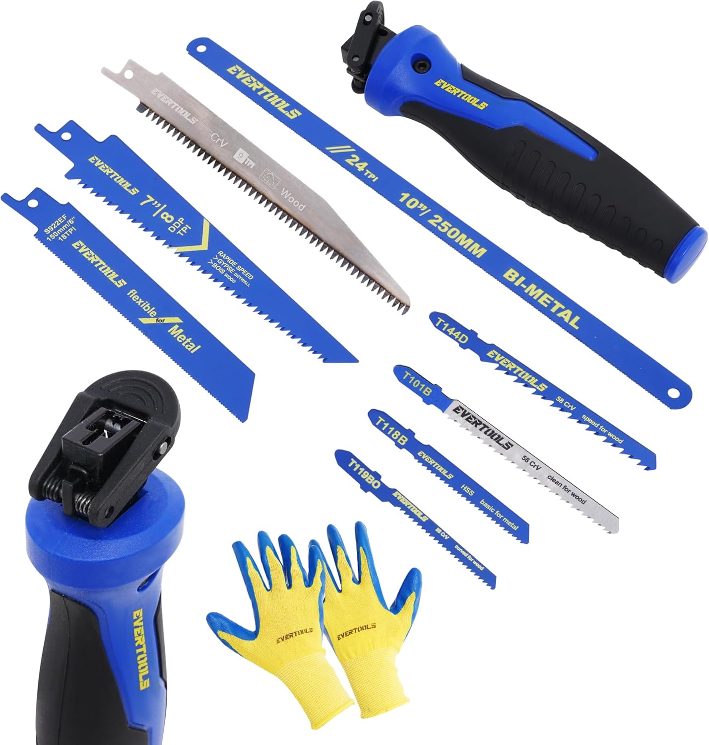8-in-1 Multi-Blade Hand Saw, Small Hacksaw, Long Handsaws, Jab Saw, Mini Blade Quick-Change Mechanism for Cutting Drywall, Sheetrock, Wood, Metal, Plastic and Plywood.