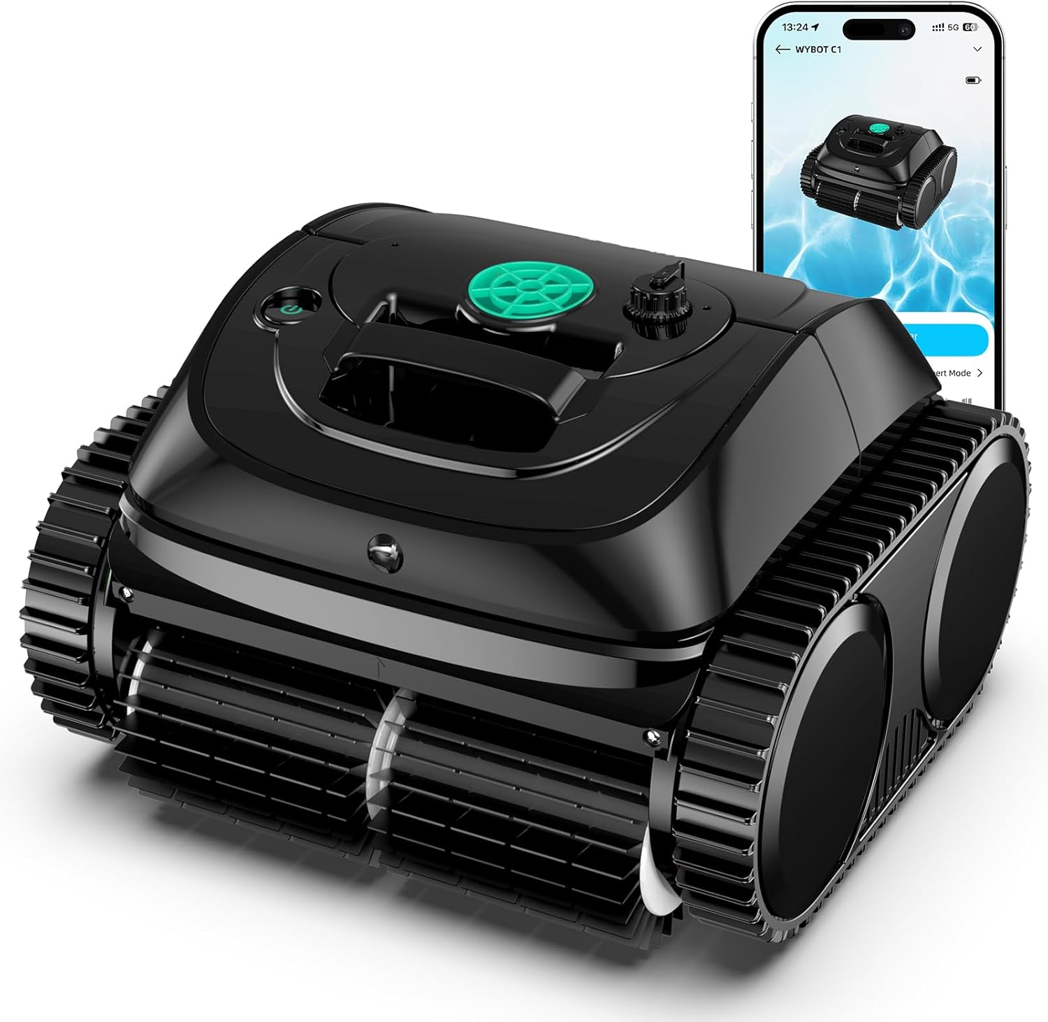 WYBOT C1 Robotic Pool Vacuum for Inground Pools, 150min Runtime Cordless Pool Cleaner up to 1,614Sq.ft, Wall & Waterline Cleaning, 4-in-1 Smart Navigation, App Support