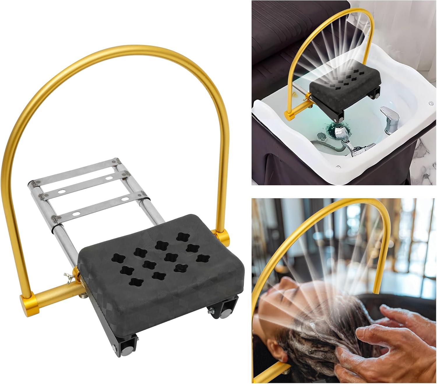 Water Circulation Rack with Pillow Kit, Head Spa Equipment Frame with Outlet Holes, Head Spa Waterfall Equipment, Water Circulation Frame for Most Salon Massage Hair Shower Shampoo Bed Accessories