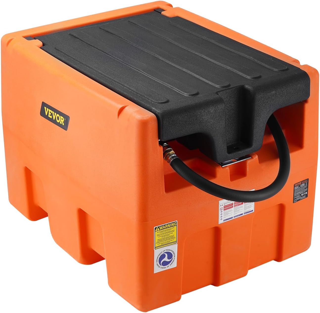 VEVOR Portable Fuel Tank, 48 Gallon, 10.6GPM Flow Rate, Electric Transfer Pump, 13.1 ft Hose, Auto Fueling Nozzle, Orange