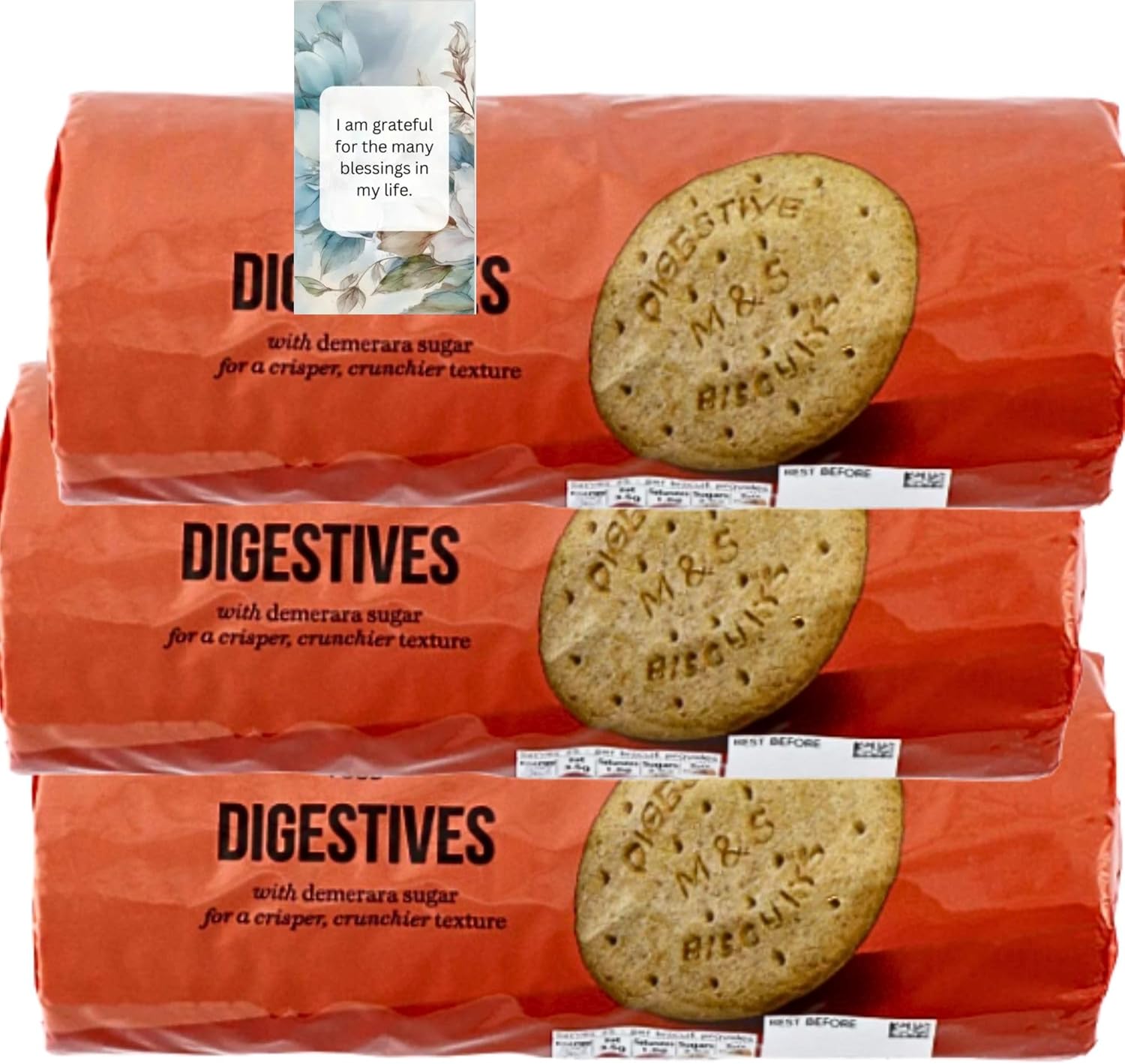 Traditional Digestive Crisp & Crunchy Biscuits with Demerara Sugar, Vegetarians Friendly 400g (3 Packs) – By Oerich Gift