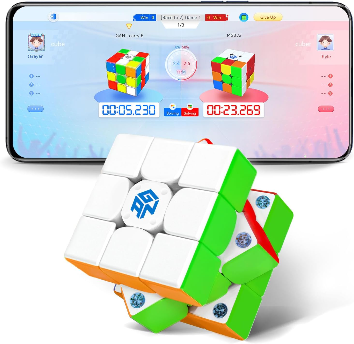 GAN 356 i Carry E, Smart Speed Cube for Beginners Kids, Battery Replaceable