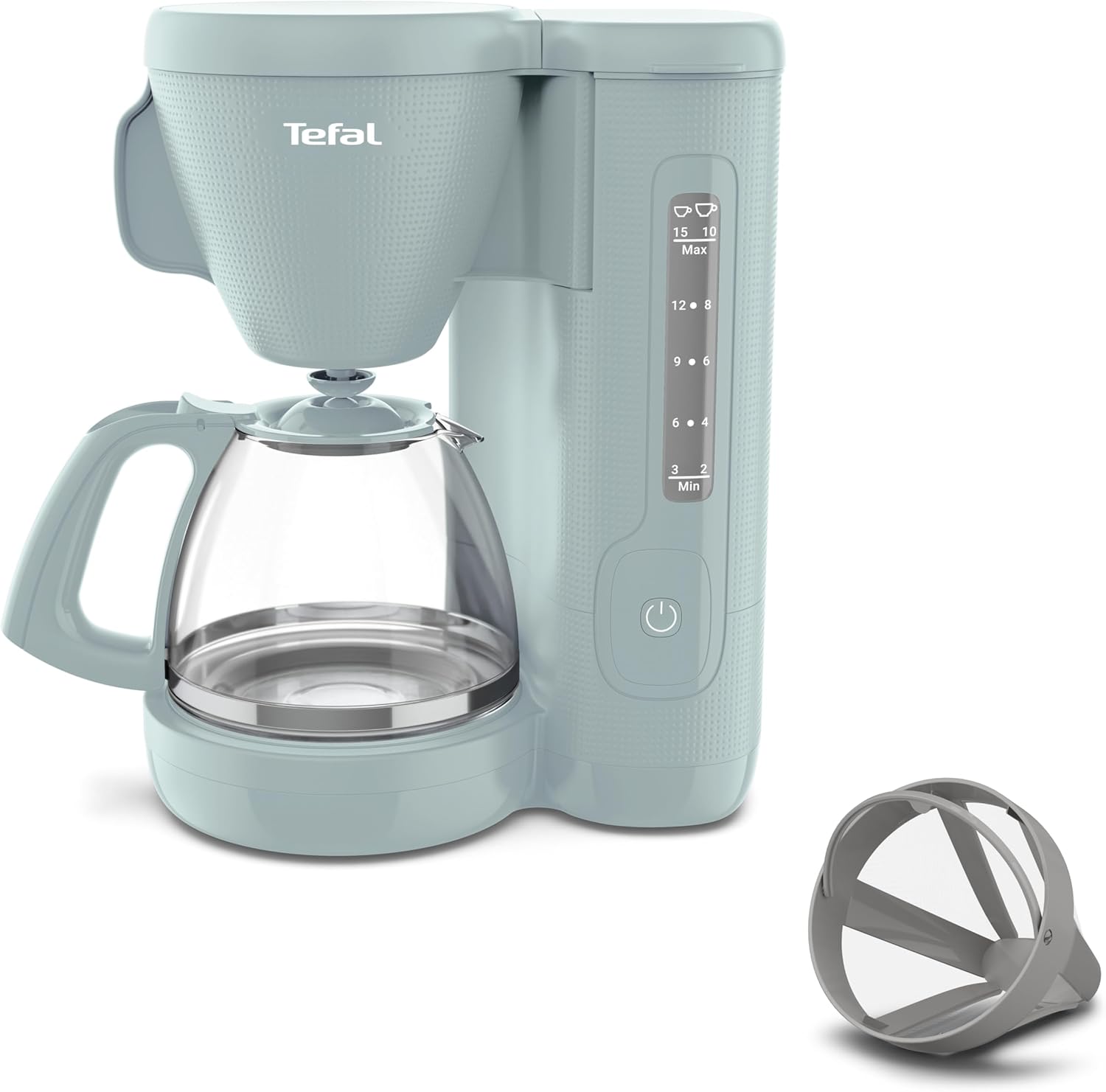 Tefal Morning Filter Coffee Maker - Eucalyptus, 1.25L Capacity, Permanent Reusable Filter, Drip-Stop System, Keep-Warm Function, Easy Fill Water Tank, 1000W, CM2M13G0