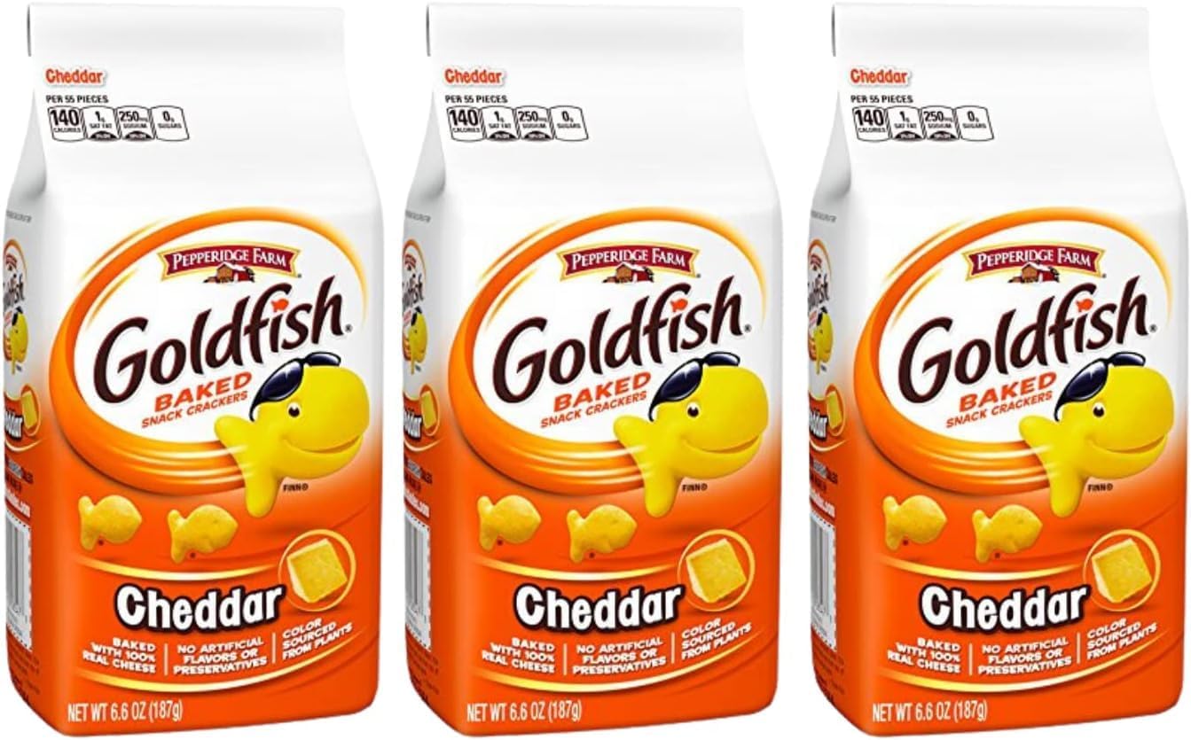 Pepperidge Farm Goldfish, Cheddar, 6.6 Ounce Bag (Pack of 3)
