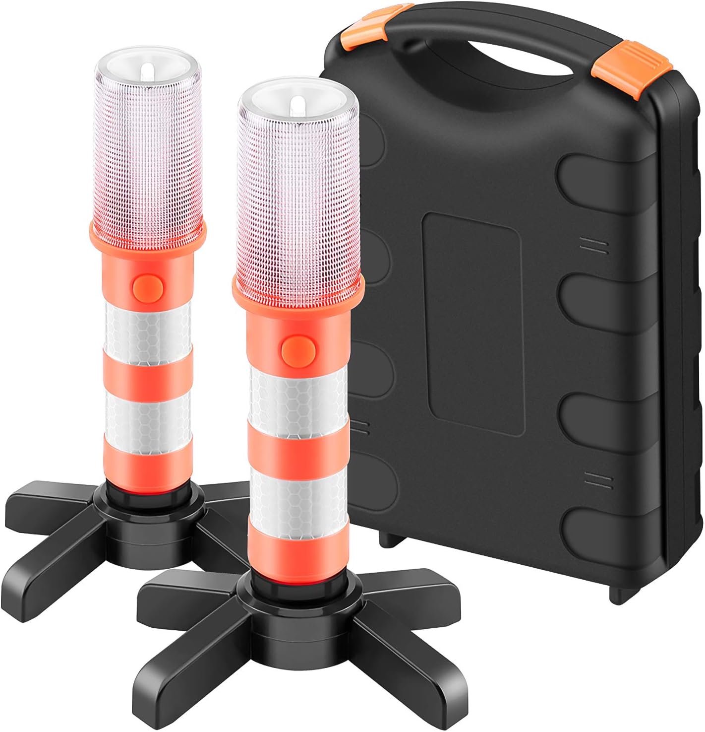 OurLeeme Emergency Lights, LED Roadside Warning Lights Flashing Road Safety Work Light Flare Strobe Light Warning Sticks with Storage Case