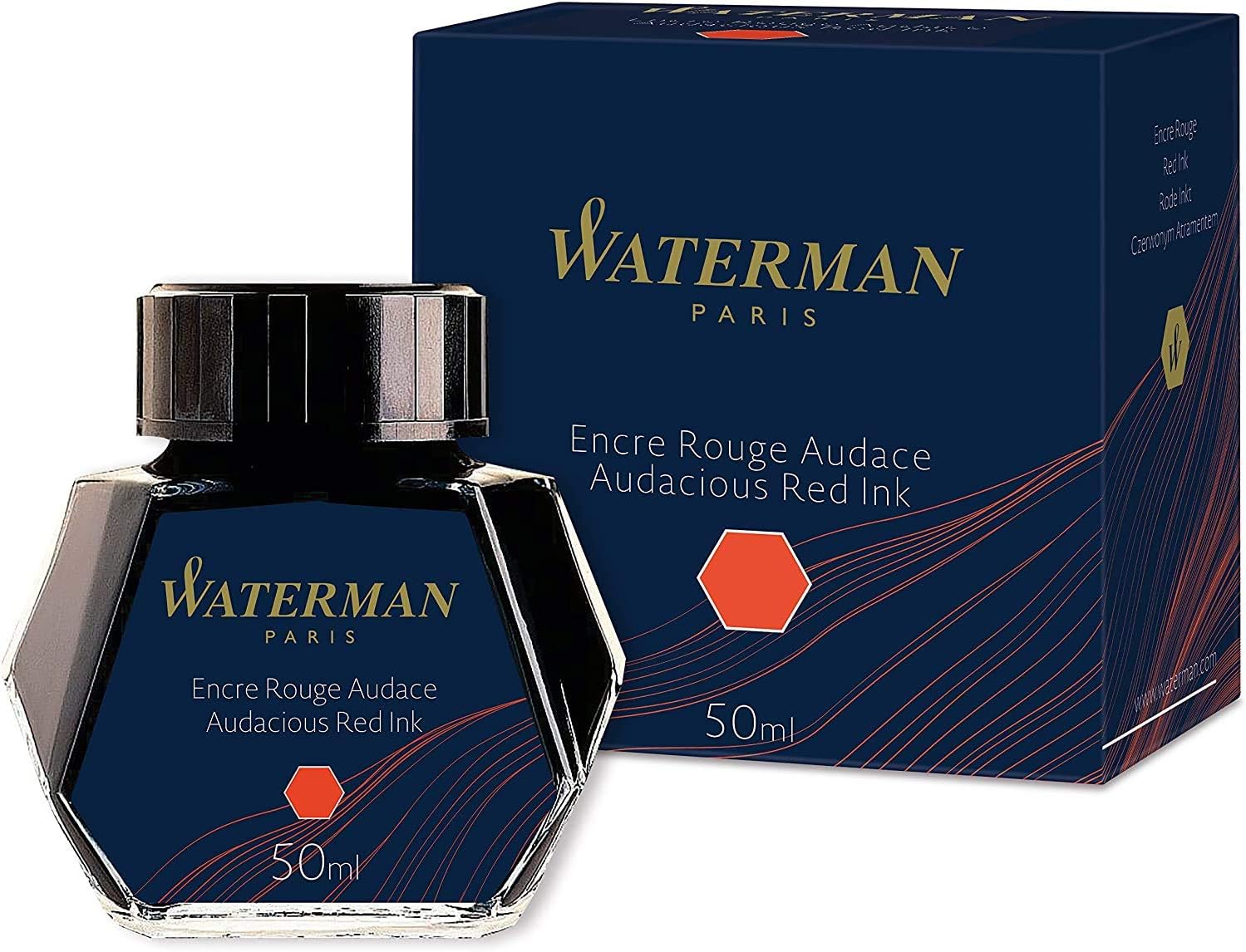 Waterman 50 ml Bottle Fountain Pen Ink, Audacious Red