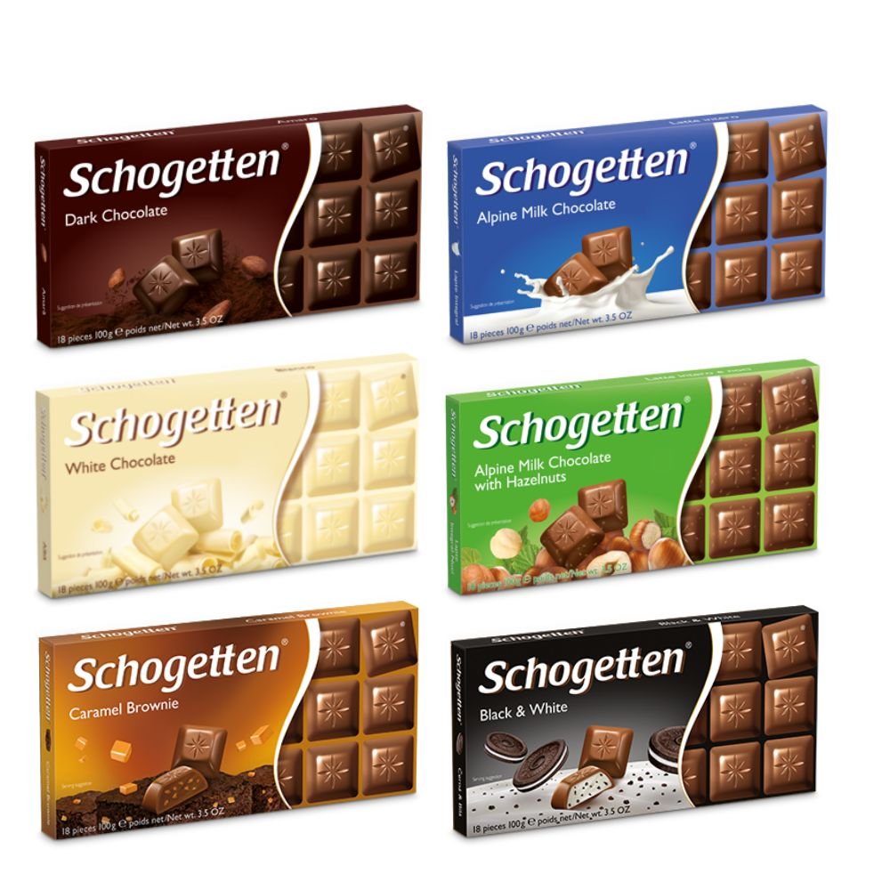 Schogetten Assortment of German Pre-Selected Chocolates (Bundle of 6 bars)