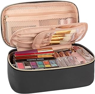 OCHEAL Small Cosmetic Bag,Portable Cute Travel Makeup Bag for Women and girls Makeup Brush Organizer cosmetics Pouch Bags-Black