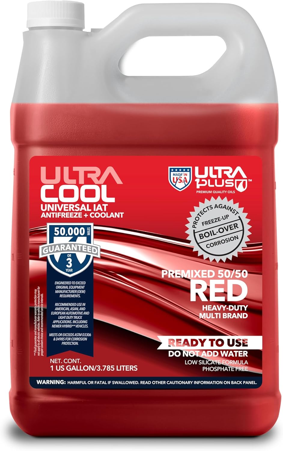 ULTRA 1PLUS Antifreeze Coolant - UltraCool Universal PREMIXED 50/50 - Ready to Use Engine Coolant - Gallon