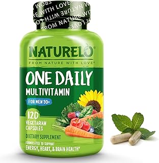 NATURELO Mens Multivitamins for Men 50+ - One Daily Multivitamin for Men with Vitamins, Minerals & Organic Whole Foods, Boost Energy & Health, Non-GMO, 120 Vegetarian Capsules