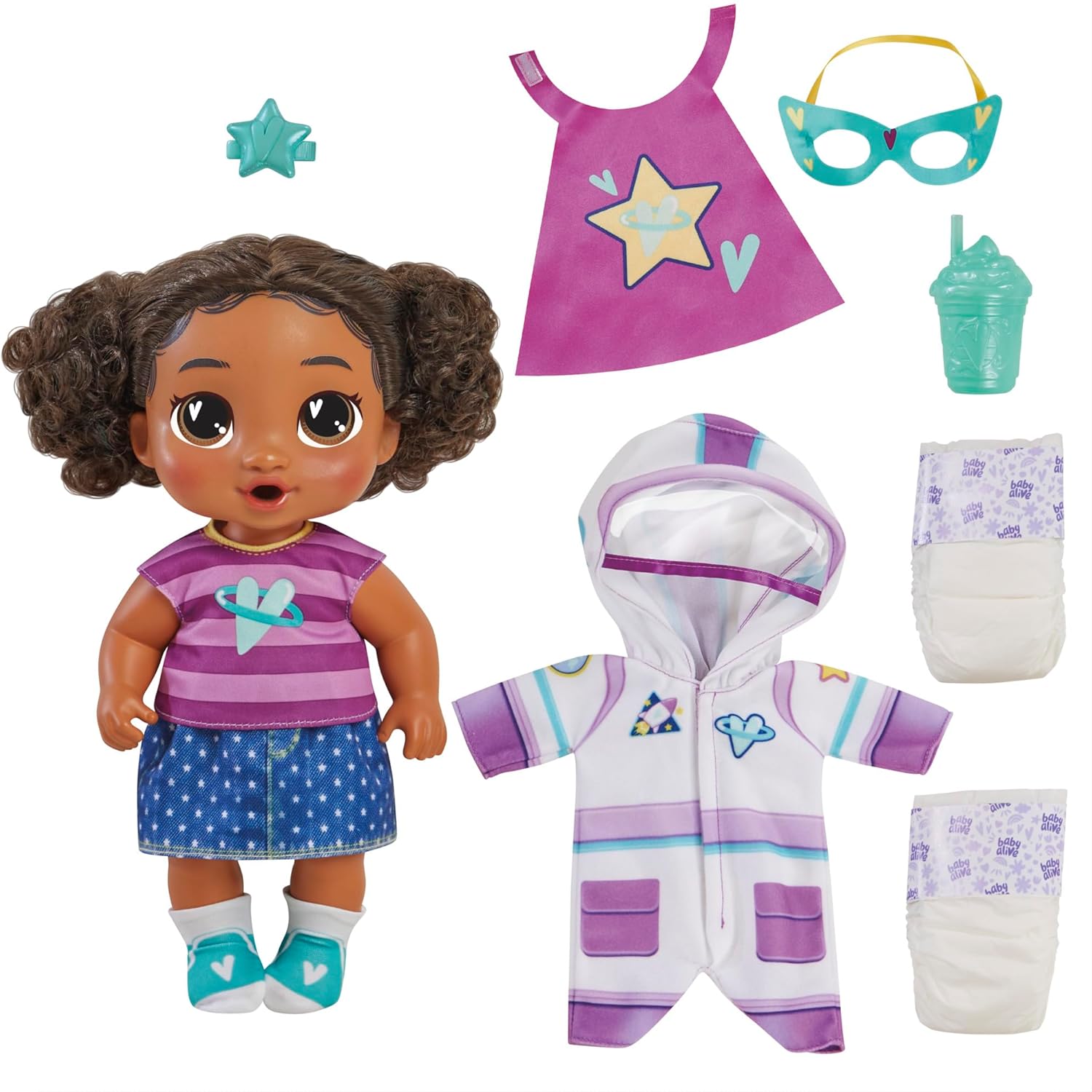 Baby Alive Super BFF Tilly Tinker Black Hair Dress Up Baby Doll Playset, 11 Inches, Toys for 3 Year Old Girls & Boys & Up (Amazon Exclusive)