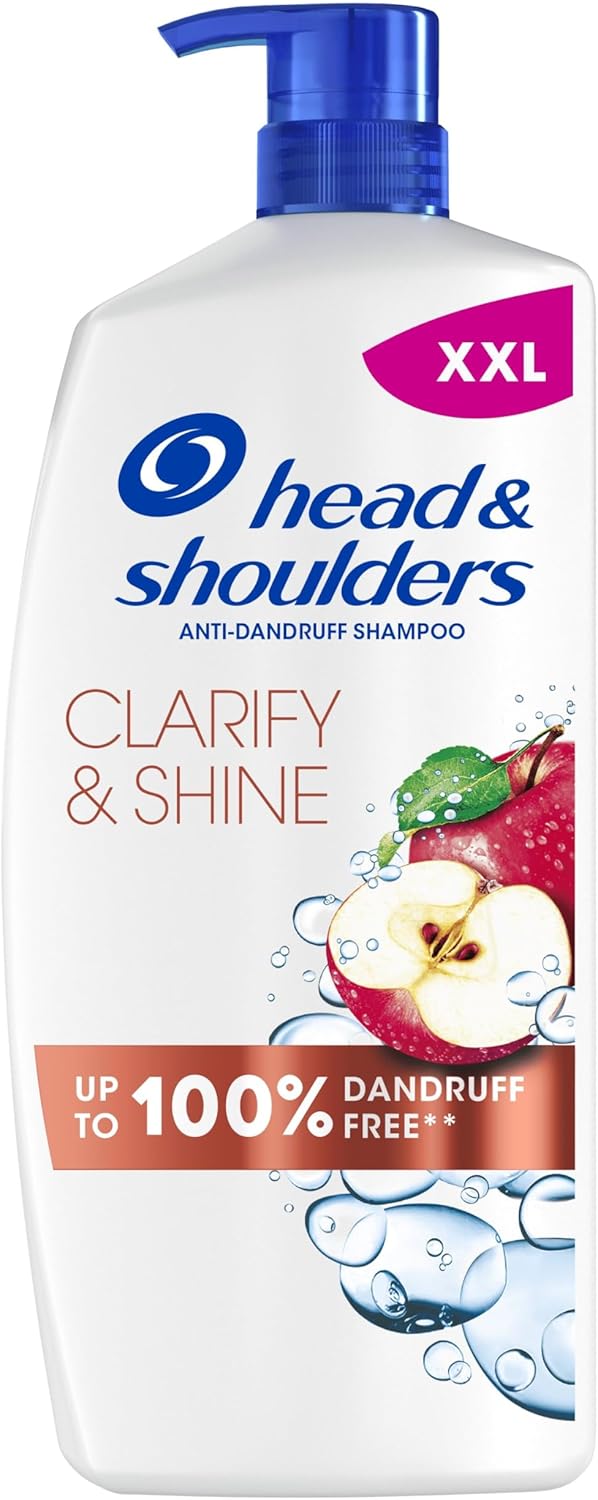 Head & Shoulders Clarify & Shine Anti Dandruff Shampoo 800ml, Daily Use Clarifying Shampoo, Up to 100% Dandruff Protection, Clinically Proven, Gently Purifies Scalp and Hair, With Apple Cider Vinegar