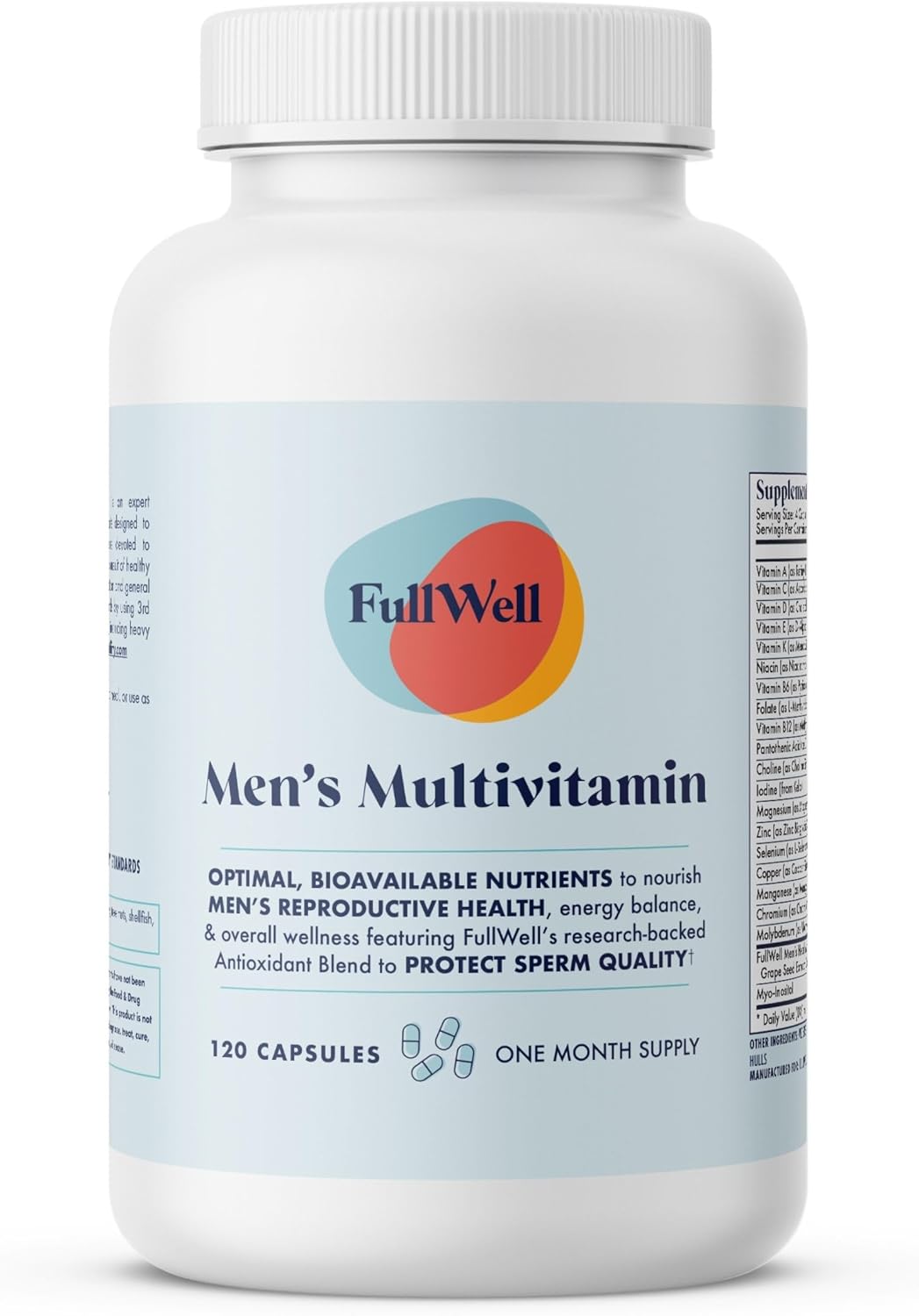 Men's Daily Multivitamin with Vitamin D, Antioxidants, Choline, and B Vitamins for Optimal Sperm Quality, Hormone Health, and Overall Male Fertility, 3rd Party Tested, 30 Servings