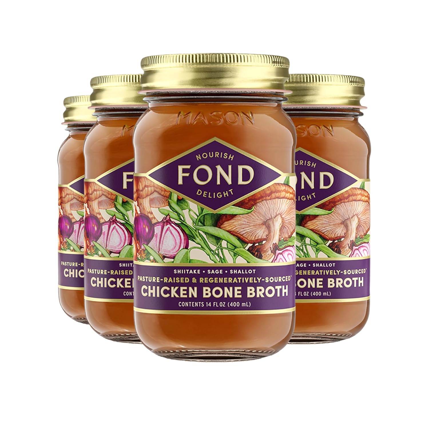 FOND Pasture-Raised Regenerative Chicken Bone Broth infused with Organic Shiitake & Sage