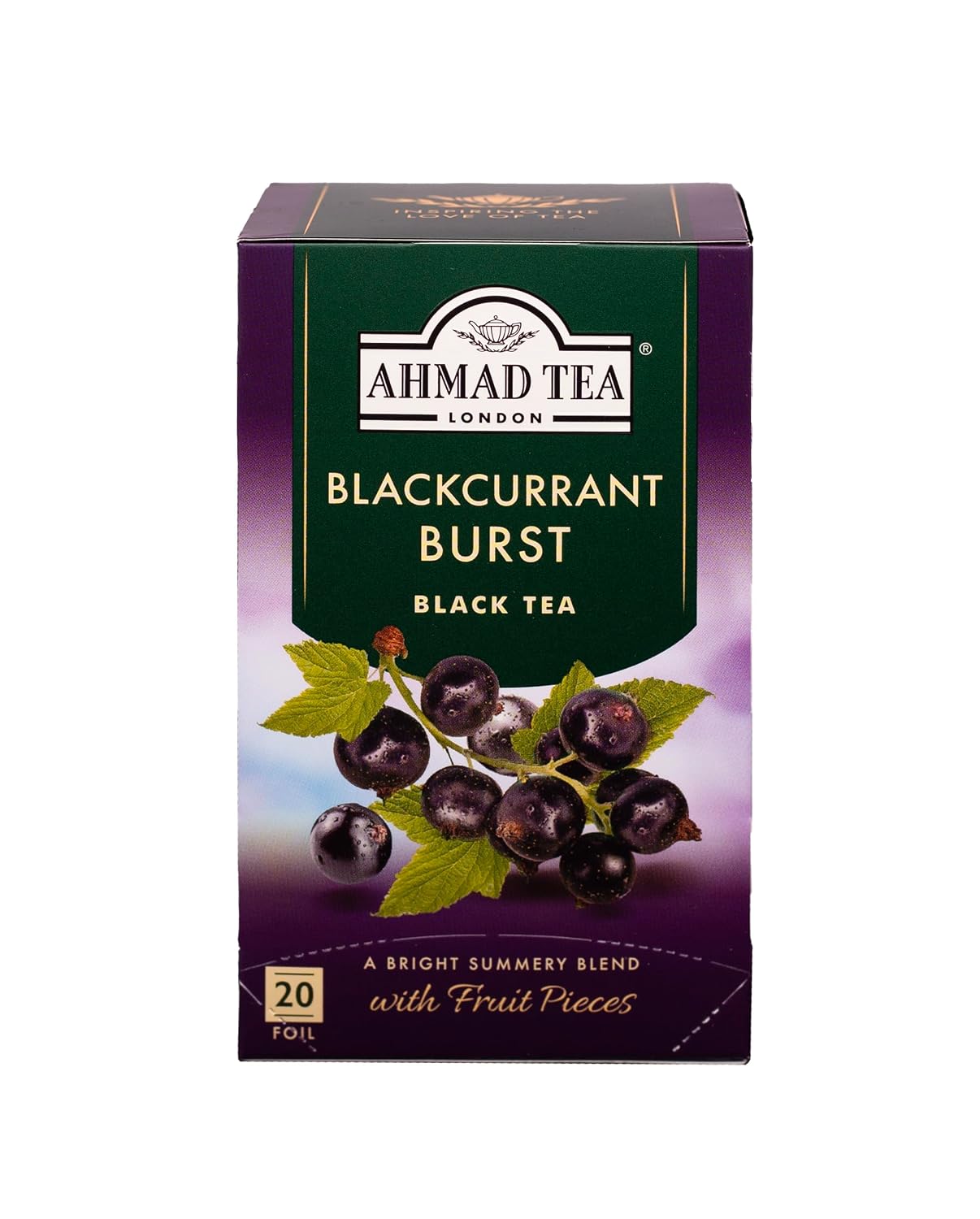 Ahmad Tea Blackcurrant Burst Black Tea, 20-Count Boxes (Pack of 1)
