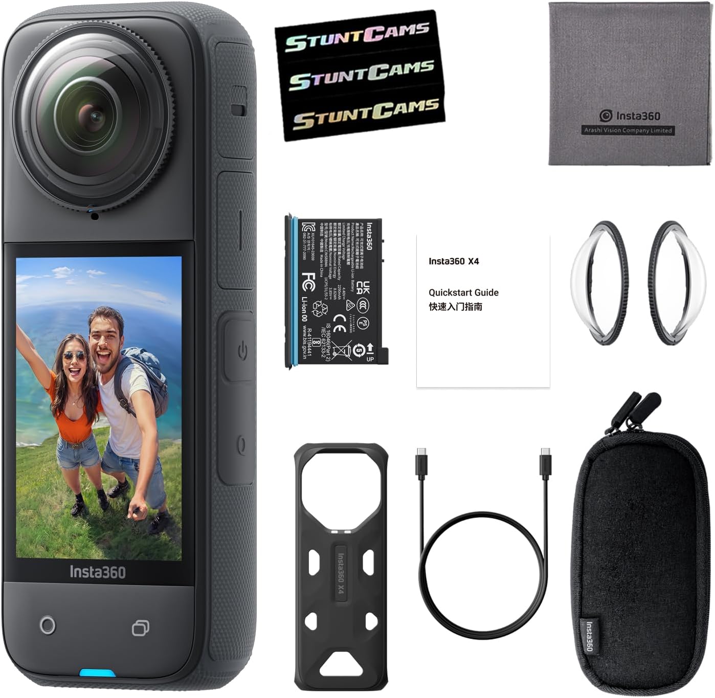 Insta360 X4 - Waterproof 8K 360 Action Helmet Camera, 4K Wide-Angle Video, Invisible Selfie Stick Effect, Removable Lens Guards, 135 Min Battery Life, Sports, Content, Travel, Outdoor Creator