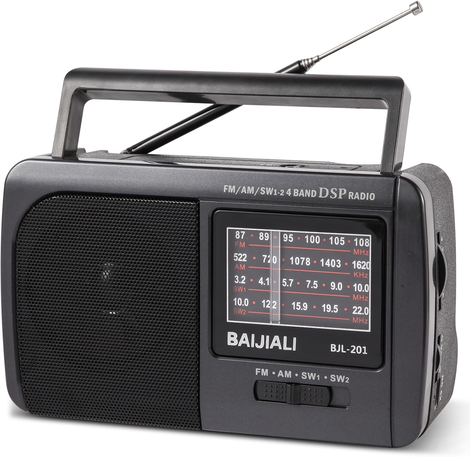 Portable AM/FM/SW1/SW2 Shortwave Radio - Retro Transistor Design with 3W Speaker, Battery Operated for Home Use, Outdoor & Emergency Survival (BJL-201)
