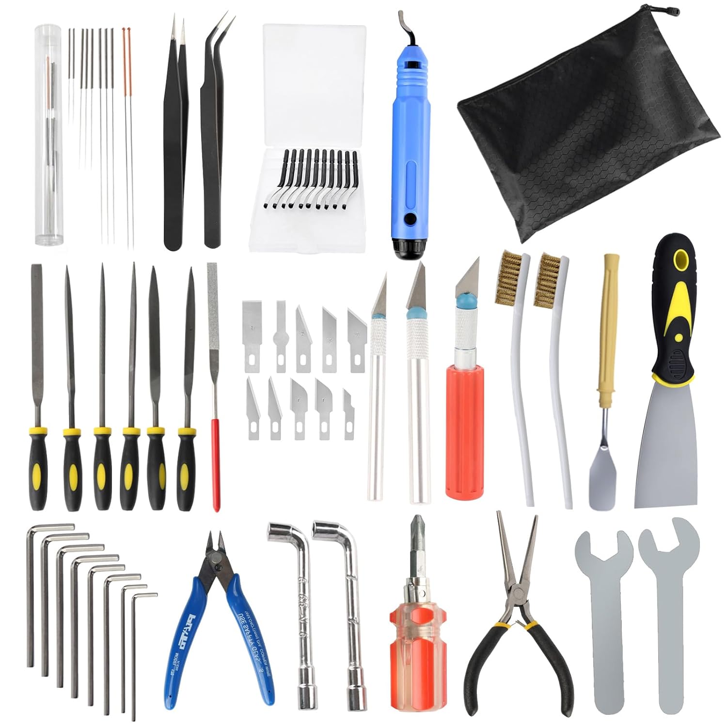 IdeaFormer 3D Printer Multi-Functional Tools Kit, 62Pcs 3D Printer Accessories with Deburring, Craving, Drilling, Cleaning, Removing, Trimming, Finishing Disassembly Took Kit 3D Printing Tools