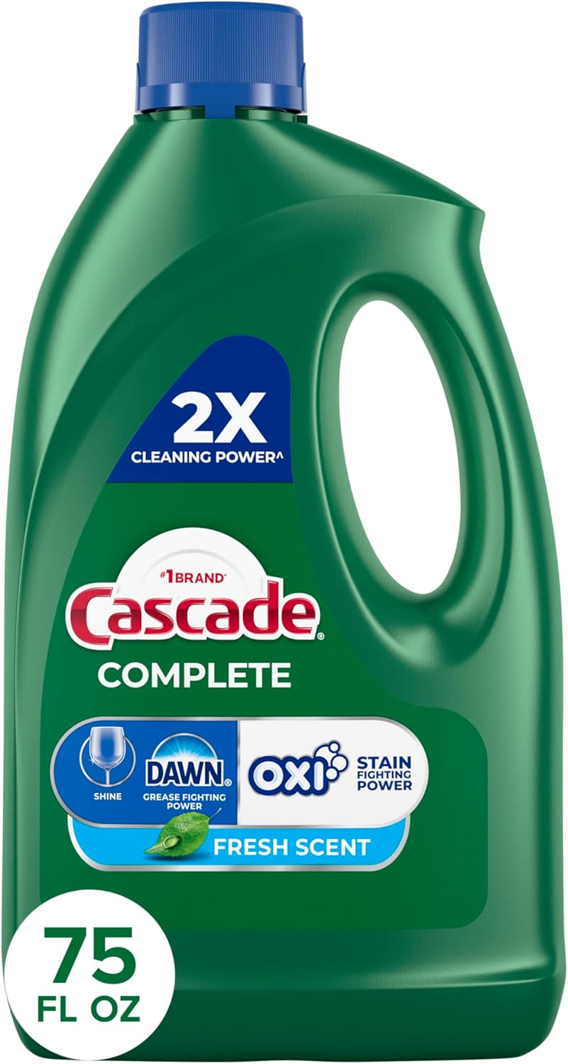 Cascade Complete Dishwasher Detergent Liquid Gel, Dish Detergent, Dishwasher Soap, Fresh, 75oz