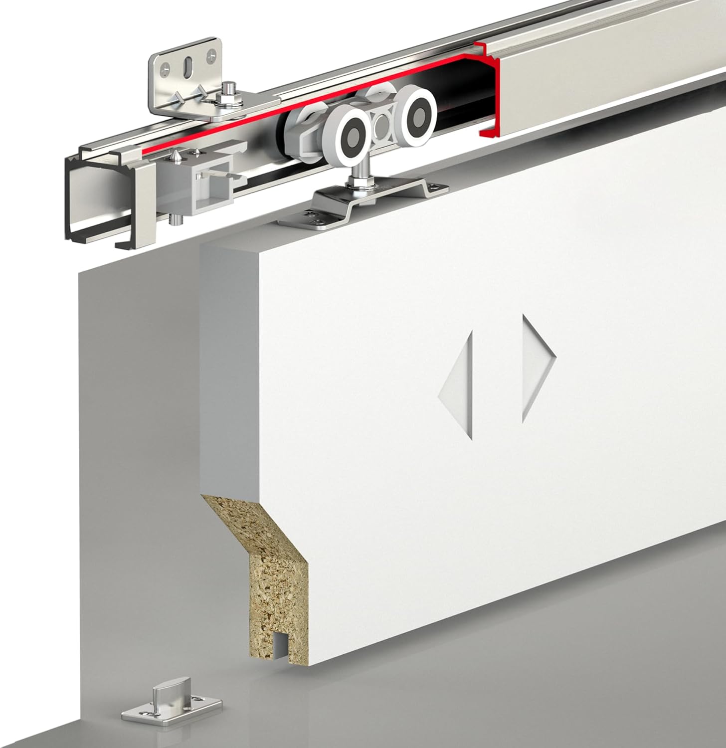 DecorAndDecor Top Hung Sliding Door Track System Kit – Heavy Duty 120KG Capacity – 1.2m Kit for Single Door – Durable and Smooth Sliding Design for Homes and Offices