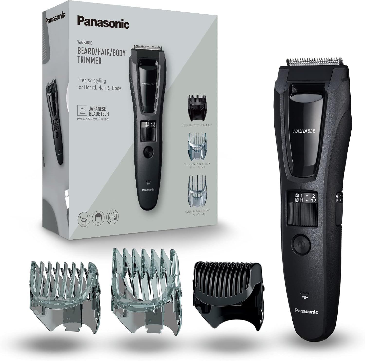 Panasonic ER-GB62 Wet & Dry Electric Hair, Beard & Body Trimmer for Men with 40 Cutting Lengths, Black