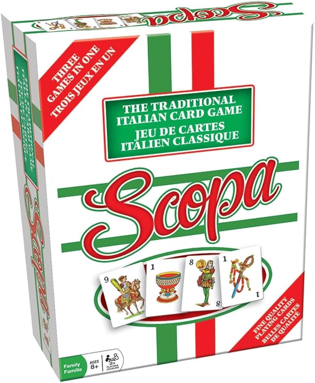Scopa Traditional Italian Card Game - Bilingual Edition - 3 Games in 1, Develops Critical Thinking Skills - For Ages 8+