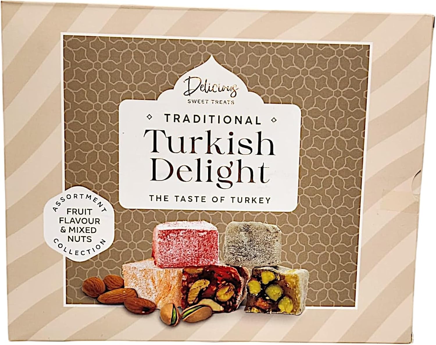 Traditional Turkish Delight Assortment Fruit Flavours & Mixed Nuts Collection 450g pack Ideal for christmas