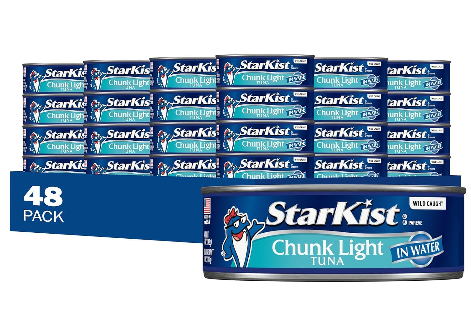 StarKist Chunk Light Tuna in Water, 5 oz (48 Pack) Canned Tuna Fish, Wild Caught, Gluten Free, Ready to Eat, Perfect for Salads, Keto Meals and Snacks, with 20g Protein & 90 Calories Per Serving