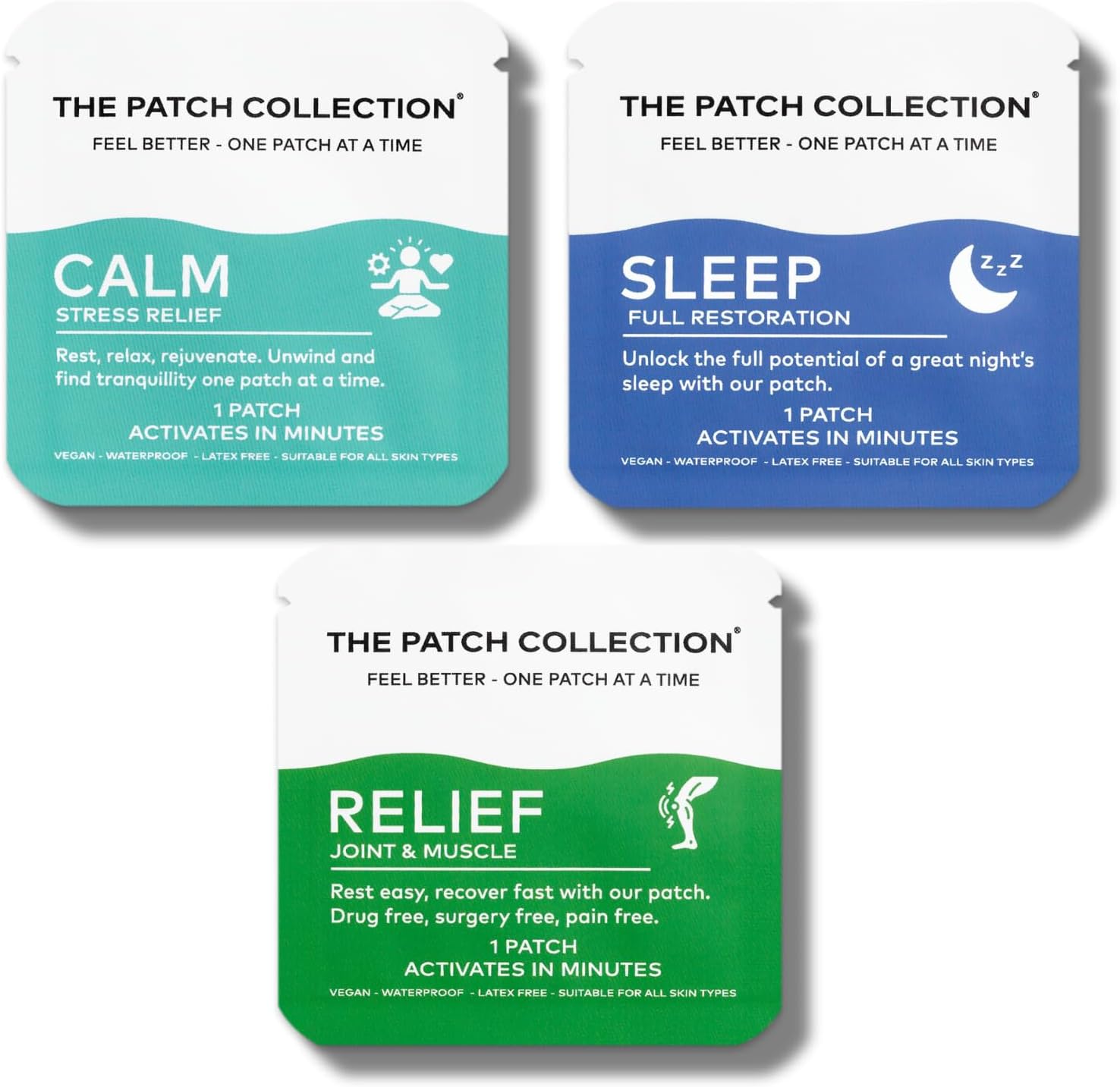 Zen Wellness Patch Bundle | The Patch Collection (3 Patches: Sleep, Relief & Calm) for Relaxation, Stress Relief & Restful Sleep