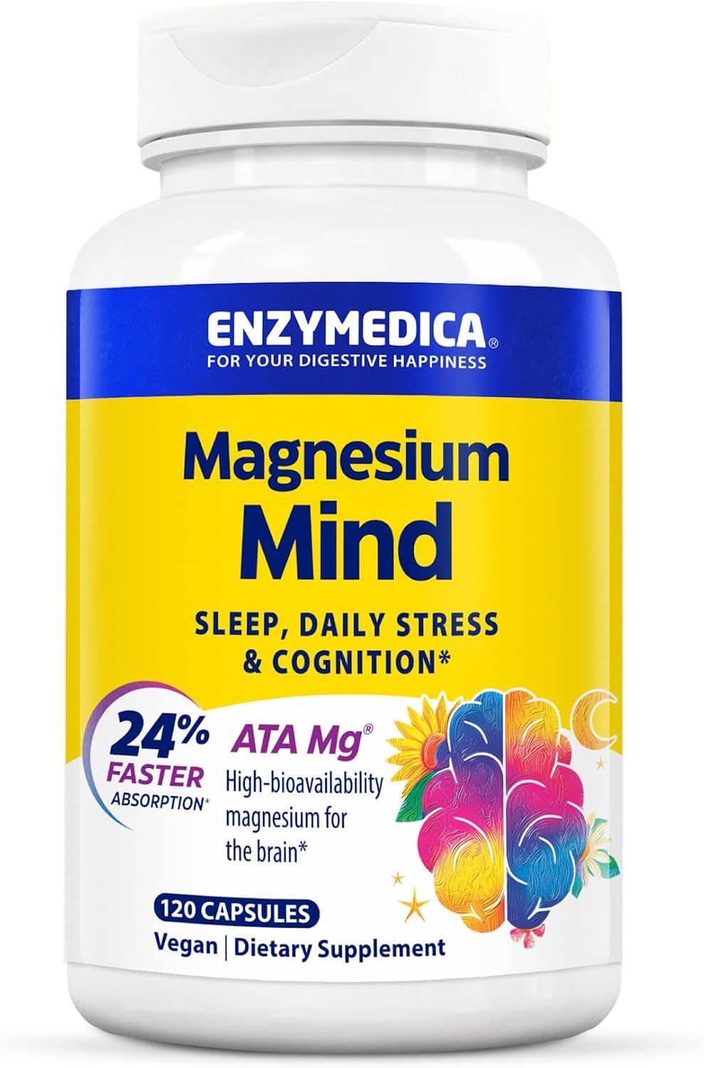 Enzymedica Magnesium Mind Supplement for Women & Men - Sleep - 120 Caps