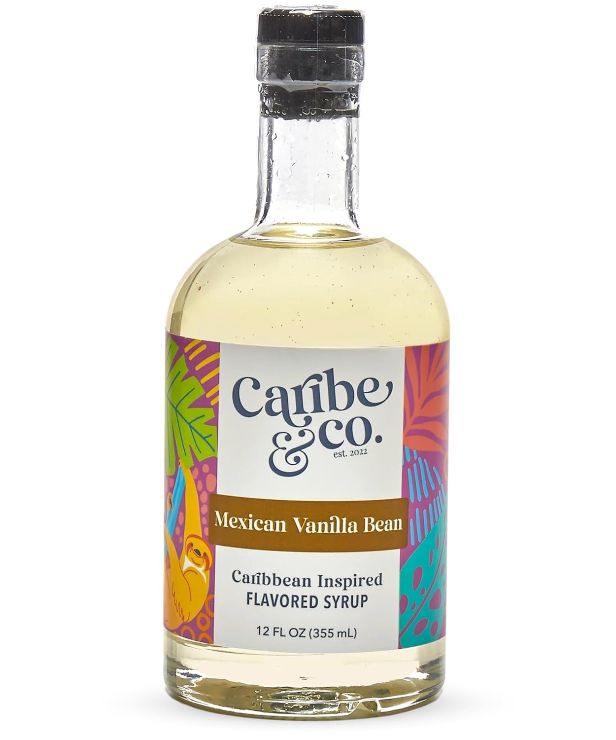 Caribe & Co., Mexican Vanilla Bean Syrup - All-Natural Coffee Syrup, Great for Cocktails, Mocktails, Lattes, Desserts, & More, No Artificial Flavors or Sweeteners - Single Pack, 16oz