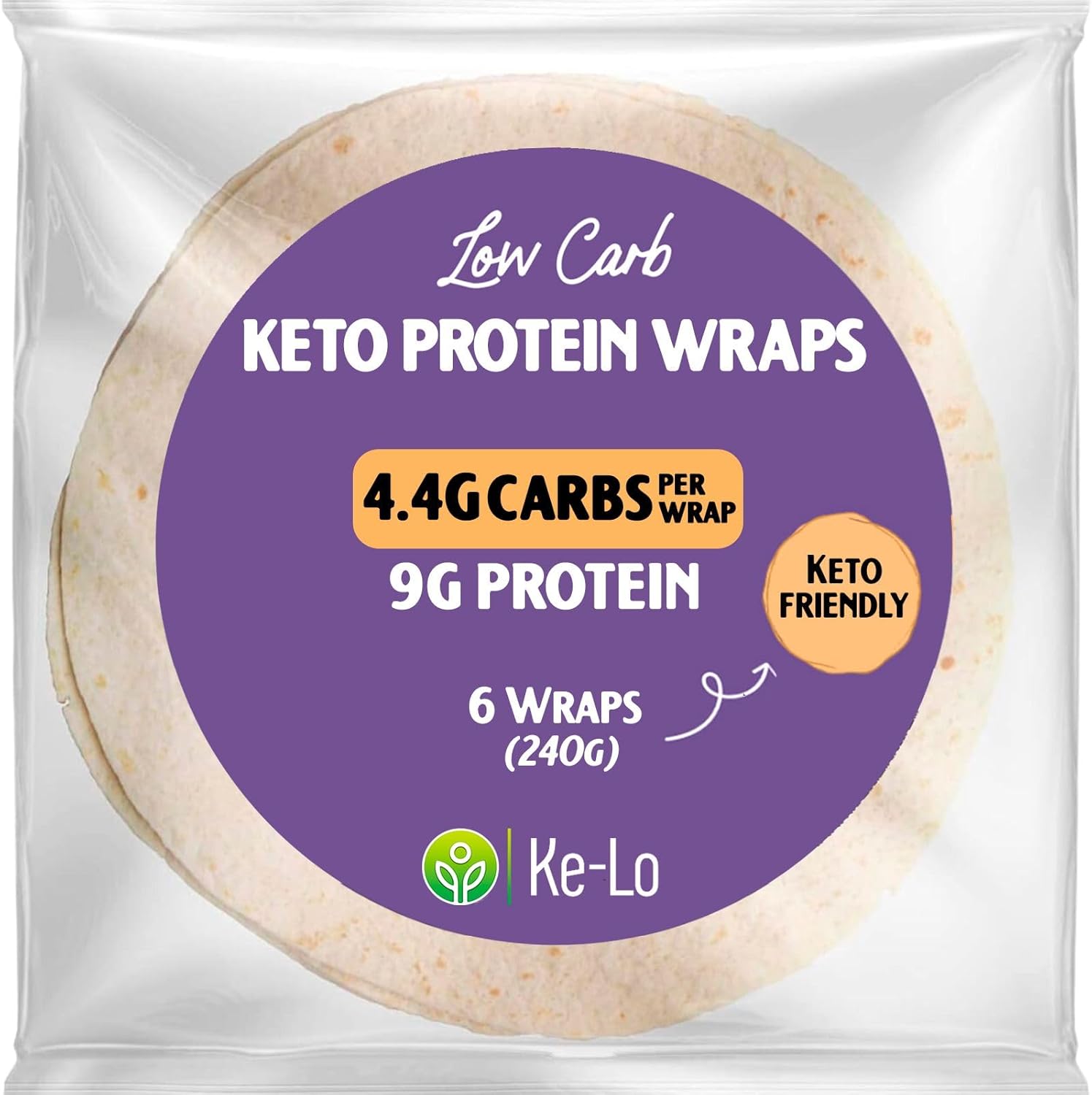 Ke-Lo Low Carb - High Protein Wraps (6 x 40g) | Keto Wraps | Versatile & Convenient Low Calorie Wraps | Keto Tortilla Wraps | Ideal for the Keto Diet | 1g Net Carb