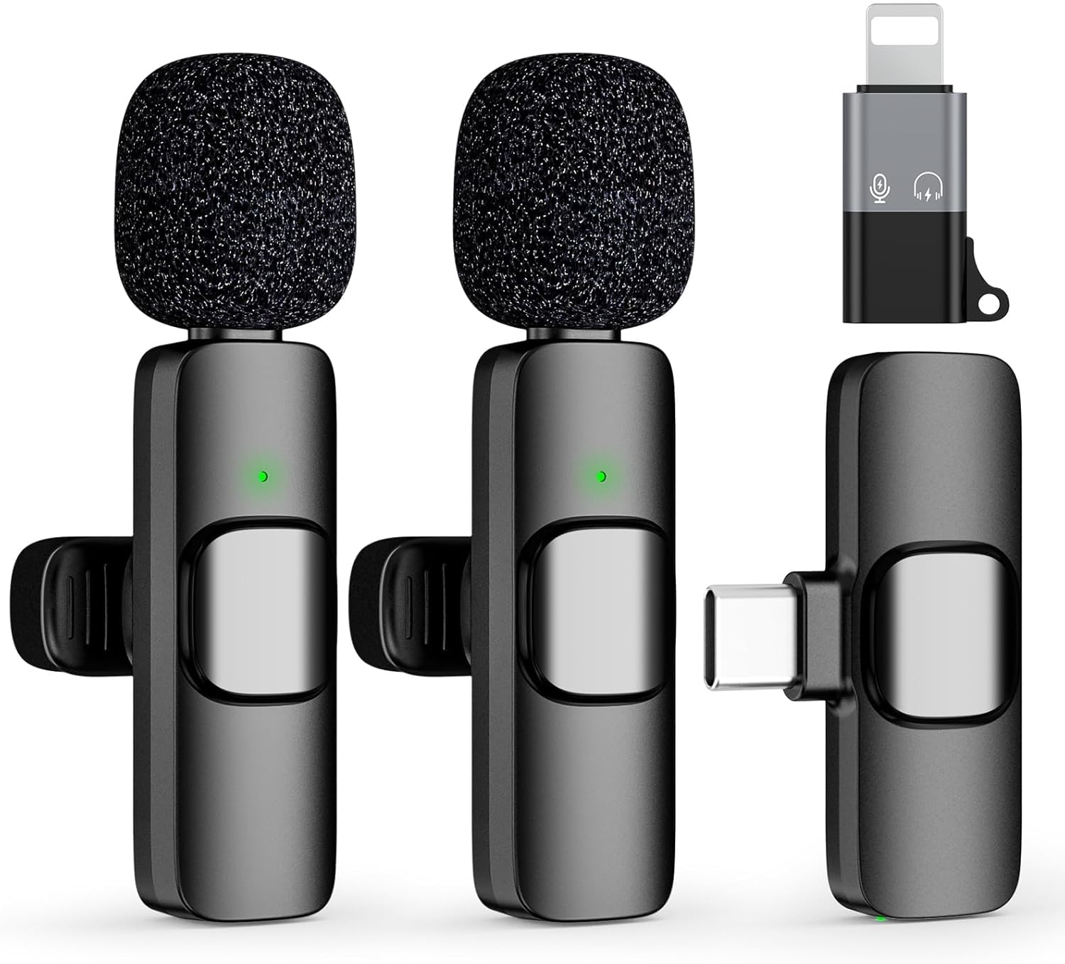USB C Mini Wireless Lavalier Microphone for iPhone 15 16, iOS and Android Devices - Noise Reduction Lapel Mic for Recording, Clip on Mic, Omni Lav Mic for Video Recording, Tiktok, Youtube, Vlog