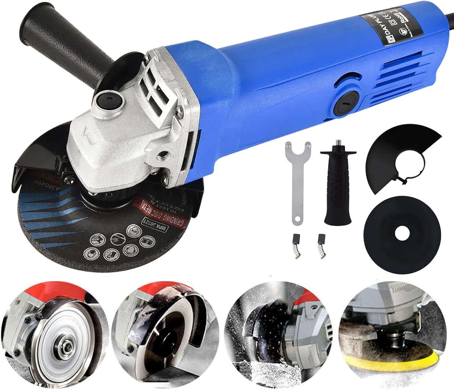 2000W Corded Electric Angle Grinder 115mm Disc Heavy Duty Cutting Grinding