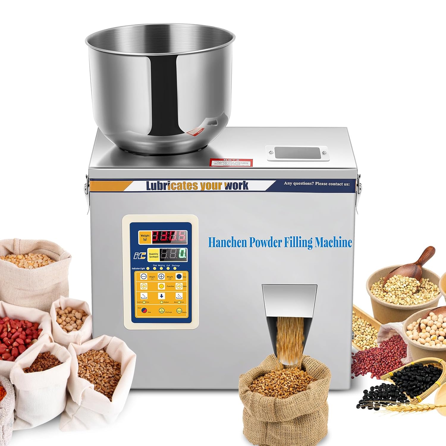 Hanchen 0.5-50g Powder Filling machine Automatic Powder Filler Particle Weighing Filling Machine for Seeds, Grains, Powder, etc