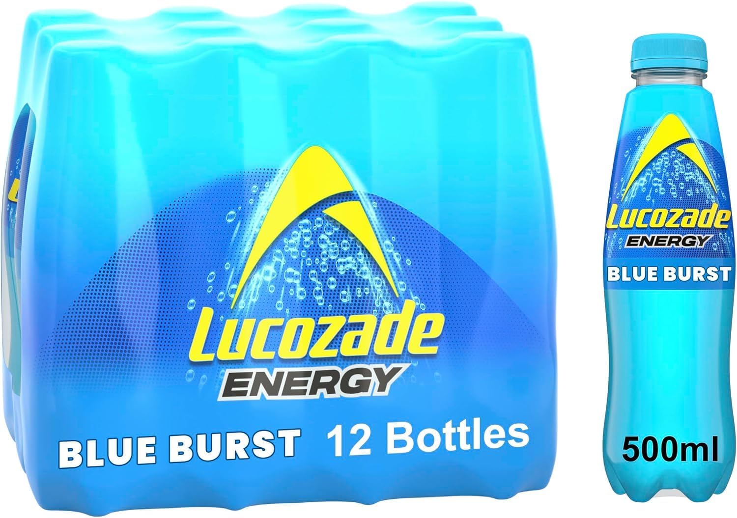 Lucozade Energy Blue Burst, 500ml Bottles, Pack of 12