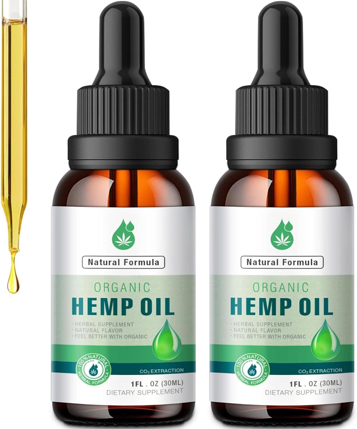 2 Pack Hemp Oil Organic Premium - 2,800,000 Maximum Strength - 100% Natural Hemp Drops Tincture - Hemp Oils with Vegan, Non-GMO Grown