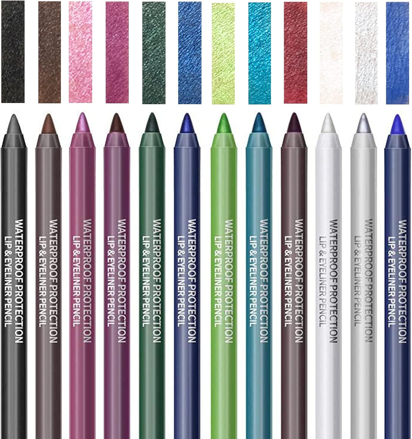 Fashion Base Eyeliner Pencil, 12 Colours Eyeliner, Professional Highlighter Eye Liner Pen, Pencil Waterproof Long Lasting Brighten Soft Natural and Non Toxic Eyeshadow Makeup Tools, 12.0 count